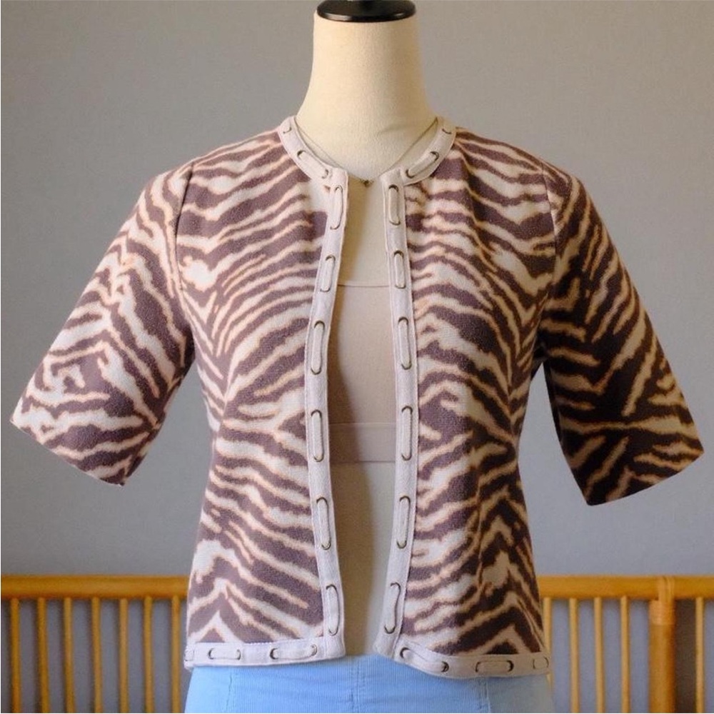 Chico's Zebra Print Cardigan - Brown and Cream